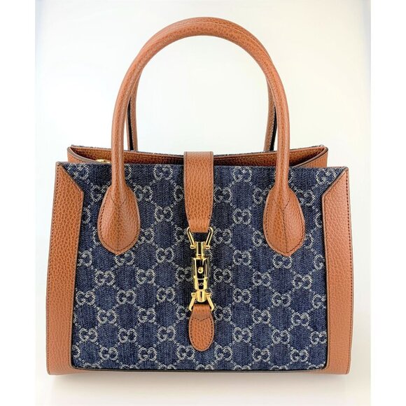 NIB Gucci Jackie 1961 Tote Bag In Blue & Ivory Medium - Picture 2 of 15